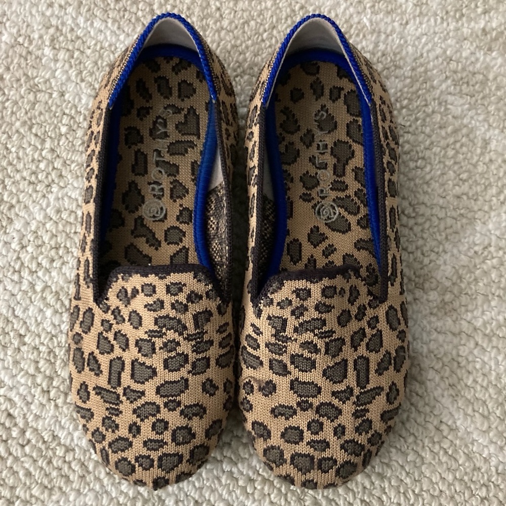 Rothy’s little girl size 1 leopard print flats EUC
